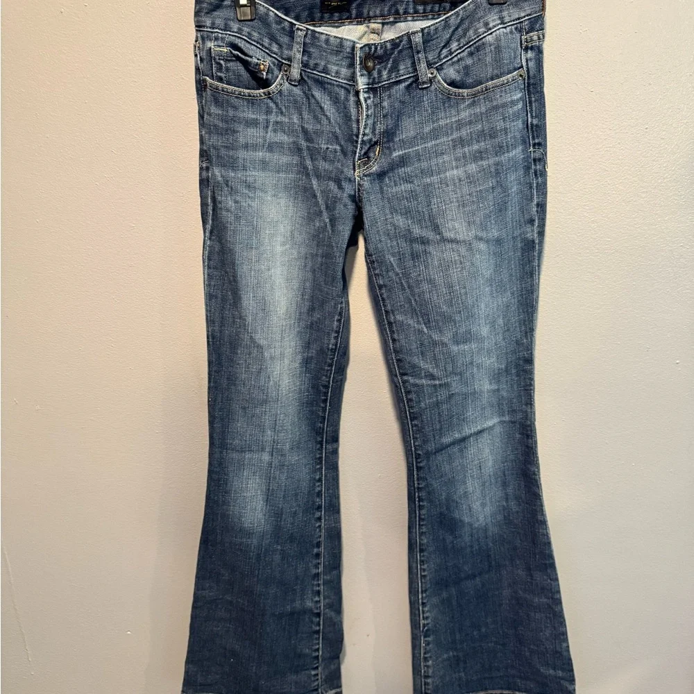 X2 Blue Flare Wide Leg Jeans with Distressed Details - Picture 3 of 6